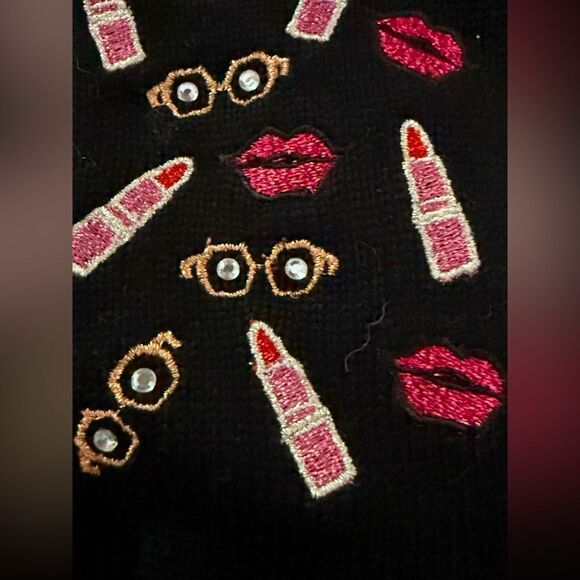 Carolyn Rowan Embroidered Lips, Lipstick & Sunglasses Wool Gloves NWOT - Picture 6 of 6